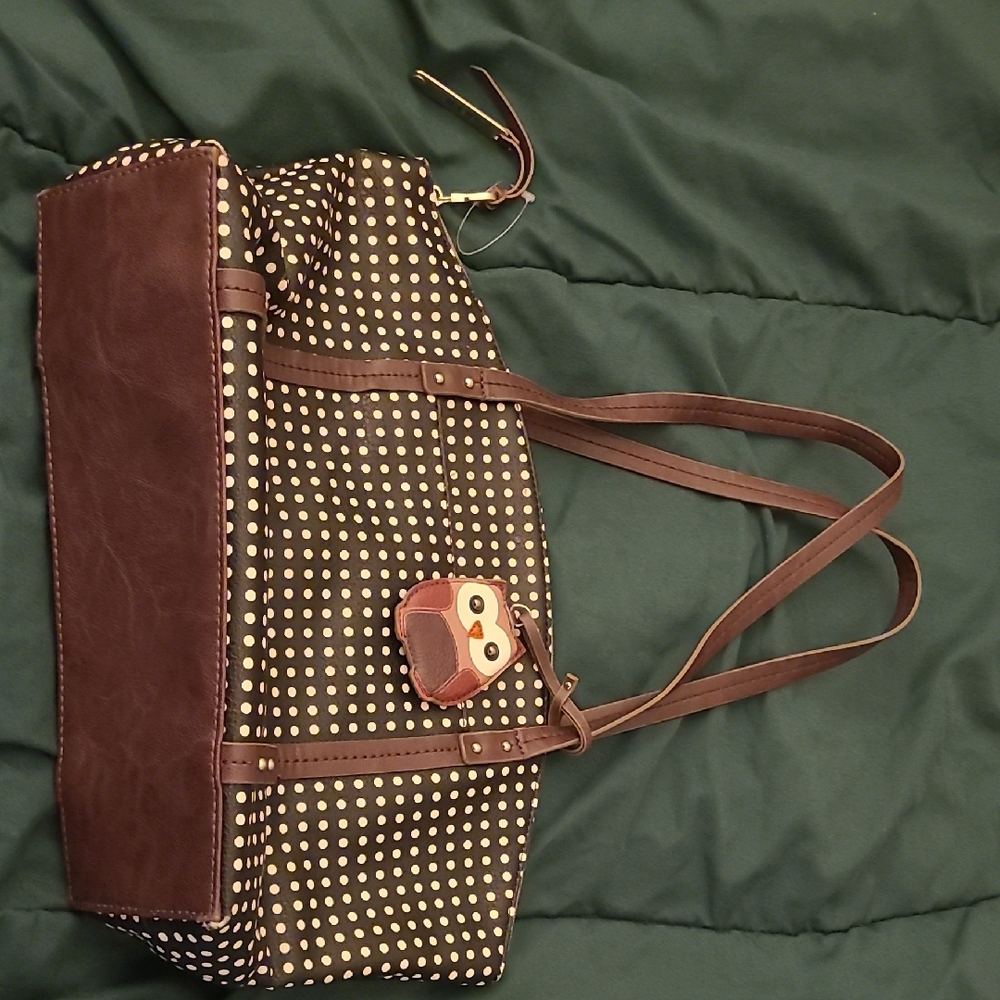 Relic Brown and Cream Polka Dot Tote